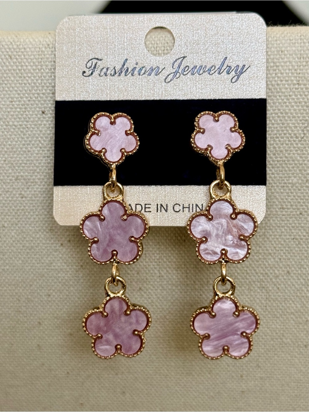Fashion Jewelry Pink Mother-of-Pearl Flower Drop Earrings